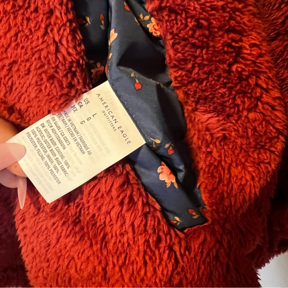 American Eagle Outfitters AEO reversible floral print jacket Sherpa Large - Picture 6 of 7